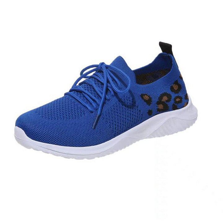 Women's Breathable Knit Slippers with Padded Cushioning Sole and Leopard Shaft Mune Fashion