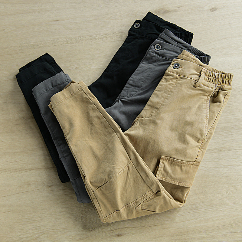 Men's cargo pants with tapered leg, elastic waistband, and reinforced knee inserts Mune Fashion