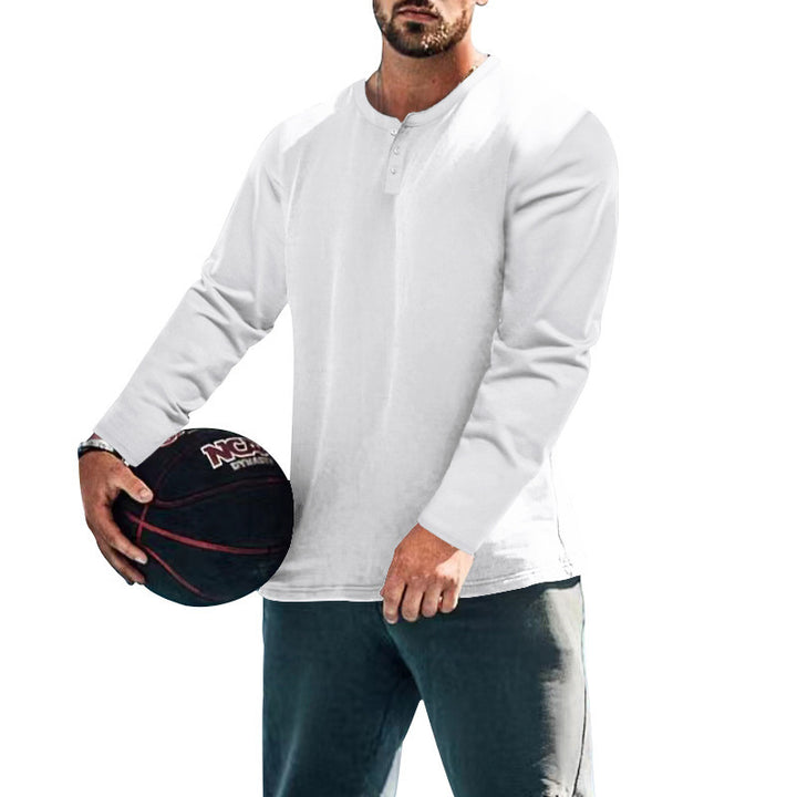 Men's Long Sleeve Henley Top made from Cotton Blend Slim Fit Mune Fashion