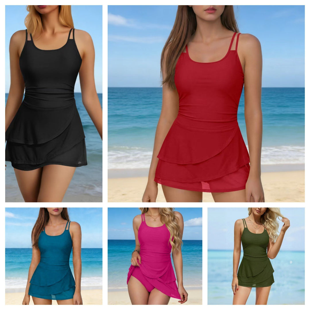 Women's Sporty Swim Dress with Elegant Skirt Mune Fashion