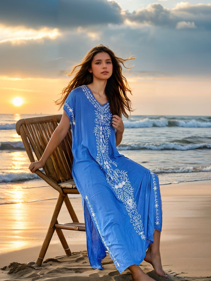 Ladies elegant beach cover-up with intricate embroidery design Mune Fashion