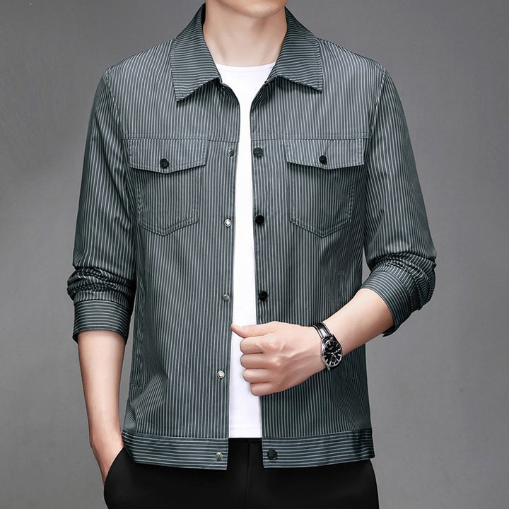Men Striped Shirt Jacket Mune Fashion