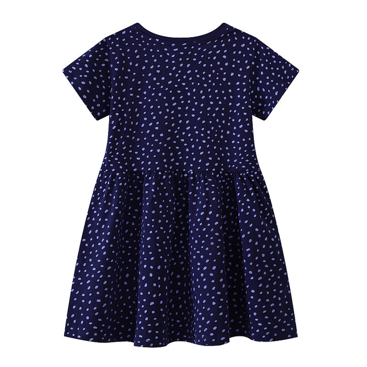 Girl's T-Shirt Dress with Colorful Dinosaur and Flower Design Mune Fashion