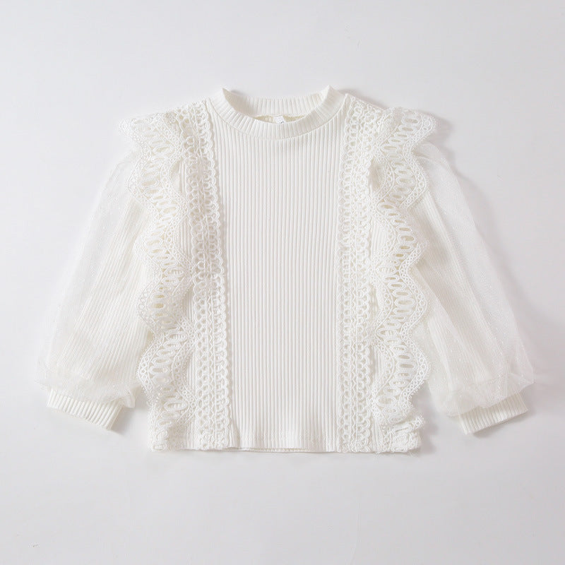Girls sweatshirt with romantic ruffled sleeves Mune Fashion