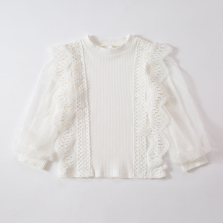 Girls sweatshirt with romantic ruffled sleeves Mune Fashion