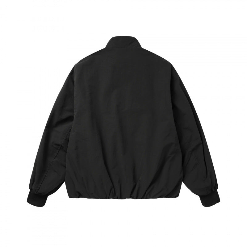 Unisex Lightweight Boxy Outdoor Jacket in Track Style with High Stand-Up Collar, Zipper Pockets and Elastic Hem Mune Fashion