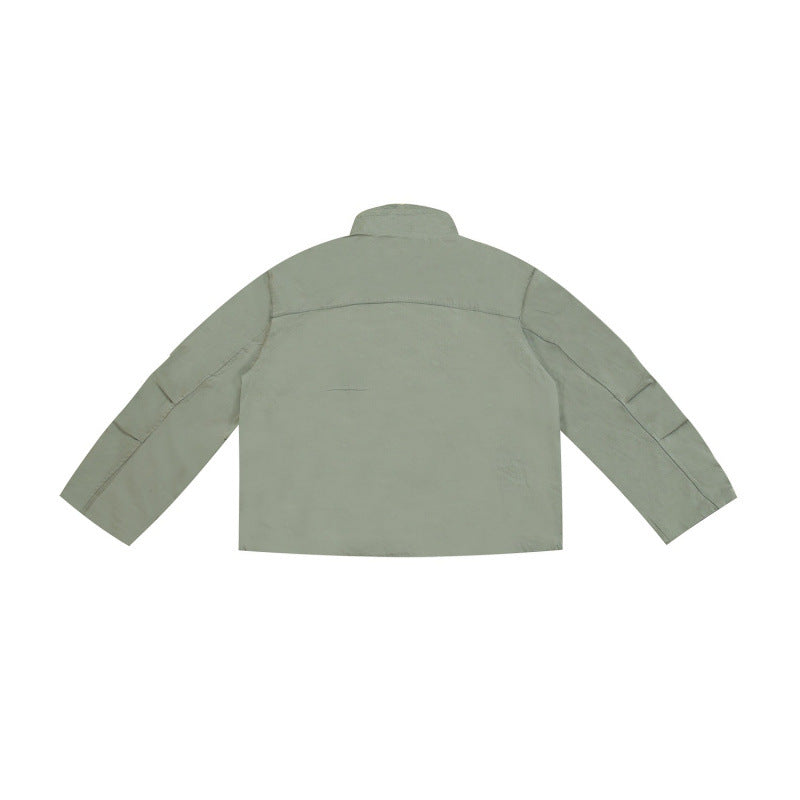 Women's short jacket in utility look with stand-up collar and concealed zipper Mune Fashion