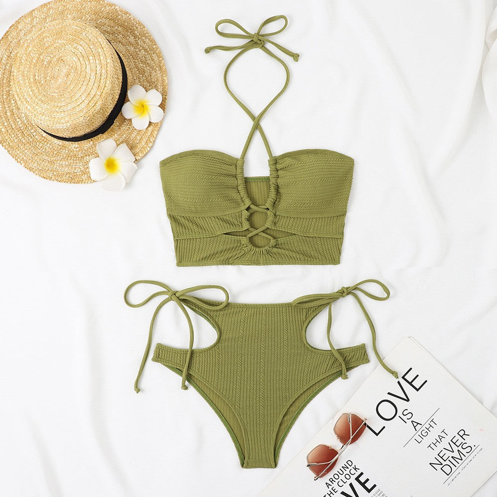 Ladies high-waisted bikini set with stylish cut-out and adjustable straps Mune Fashion