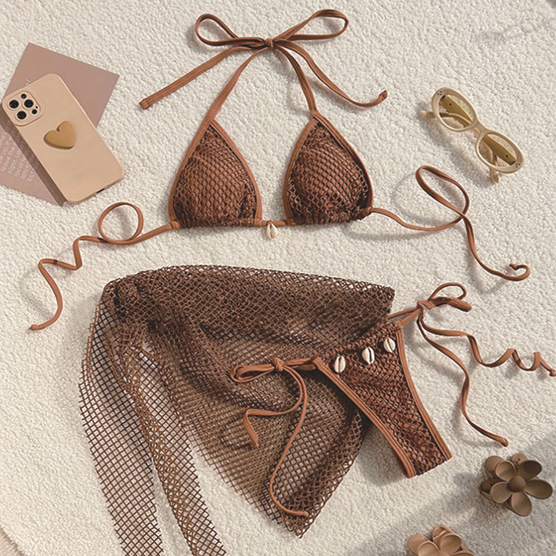 Women’s mesh bikini set with decorative shell details Mune Fashion