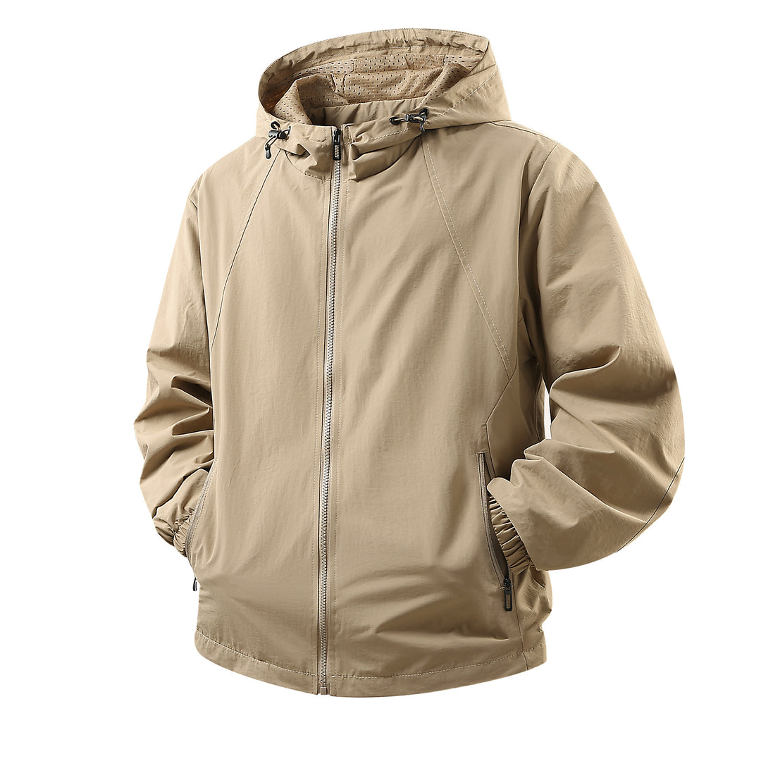 Men's Lightweight Breathable Hooded Windbreaker with Mesh Lining and Zipper Pockets Mune Fashion