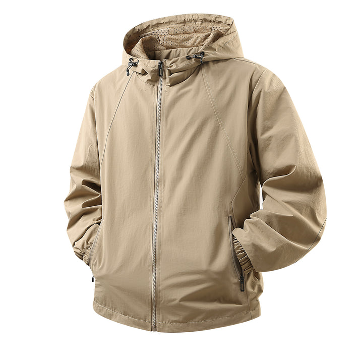 Men's Lightweight Breathable Hooded Windbreaker with Mesh Lining and Zipper Pockets Mune Fashion
