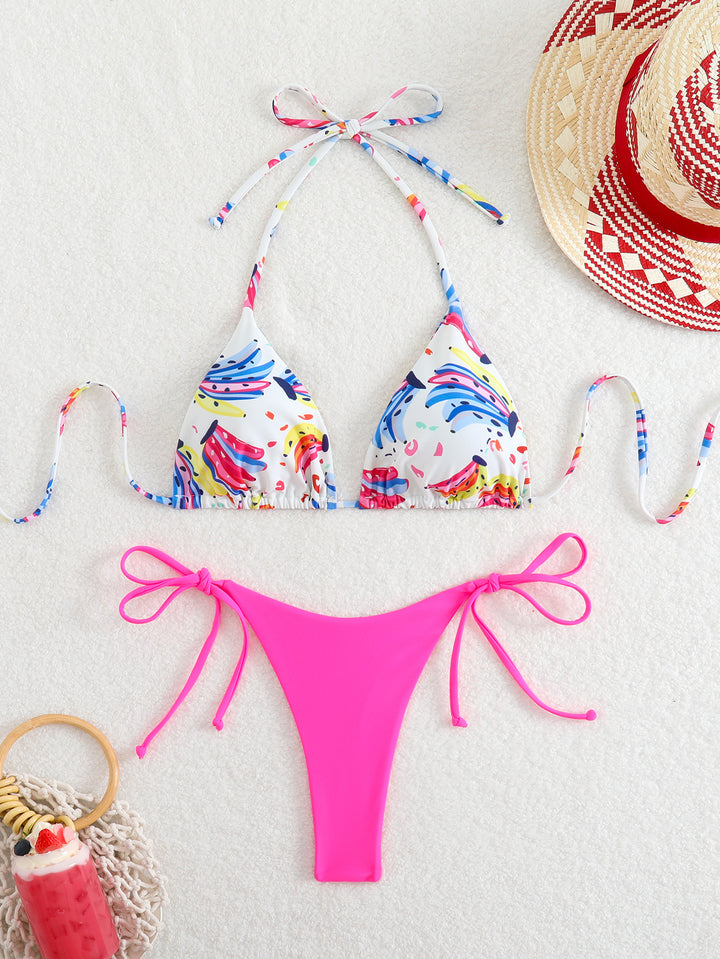 Women's triangle bikini with playful color design and adjustable straps Mune Fashion