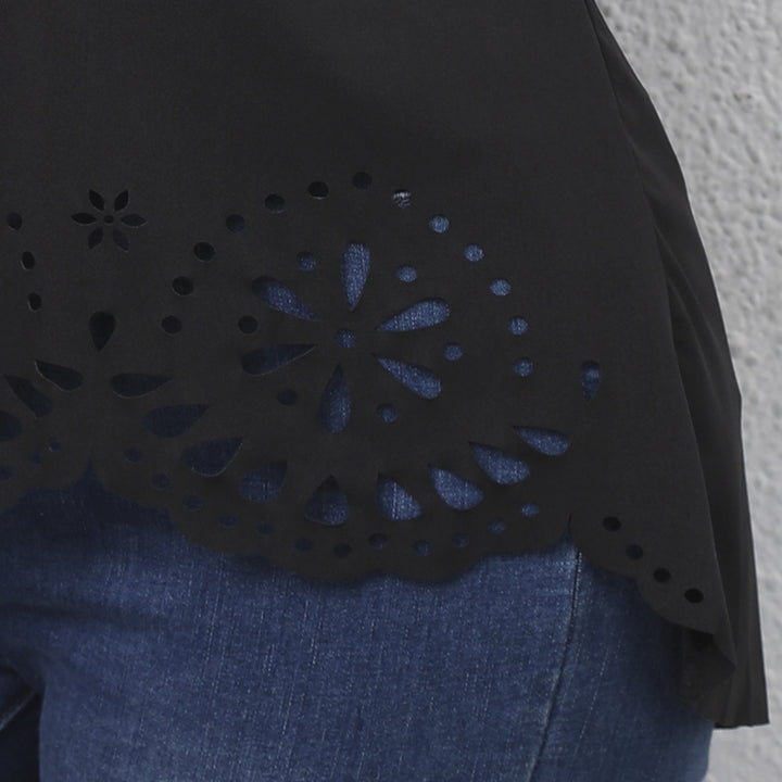 Ladies top with floral hole pattern Mune Fashion