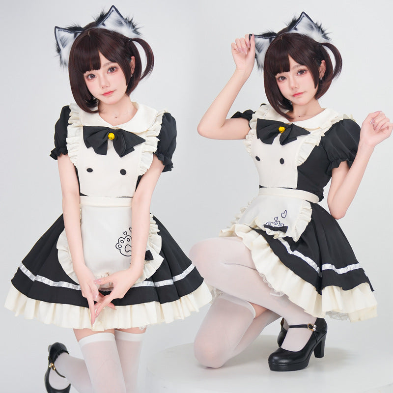 Women playful maid dress with ruffles and apron Mune Fashion
