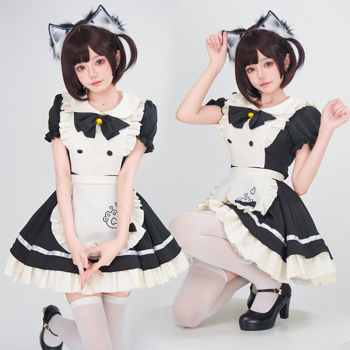 Women playful maid dress with ruffles and apron Mune Fashion