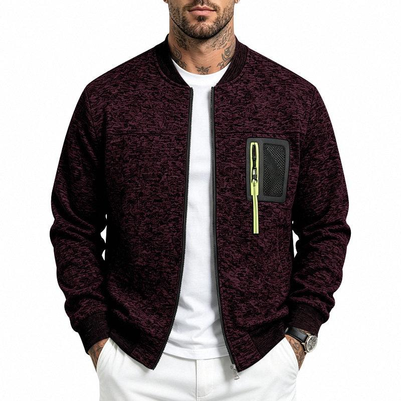 Men's knitted bomber jacket with functional breast pocket and zipper Mune Fashion