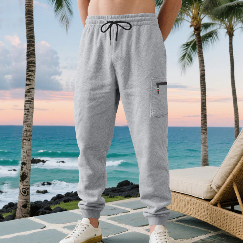 Men's casual joggers with cargo zip pocket, elastic waistband, and ribbed cuffs Mune Fashion