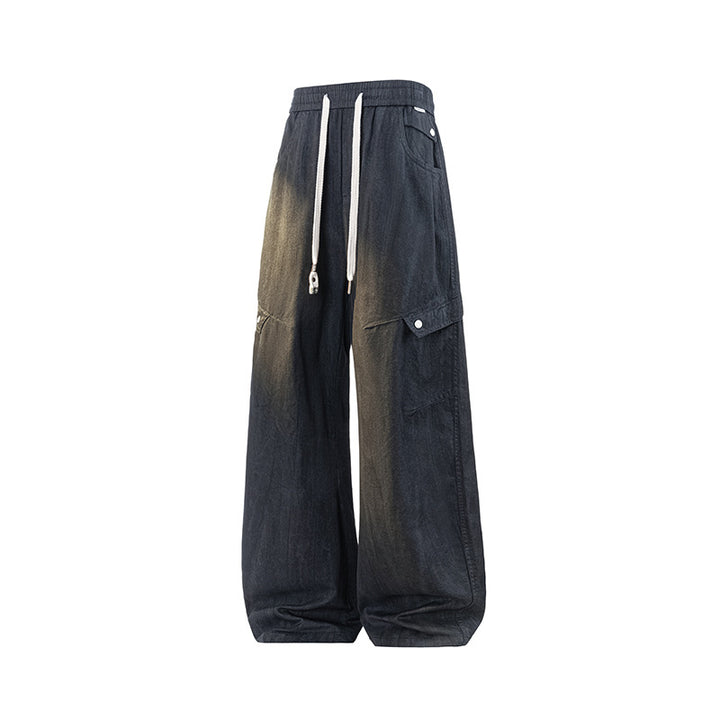 Damen Weite Leinenoptik-Cargohose mit Tunnelzugbund und großen Klapptaschen Mune Fashion