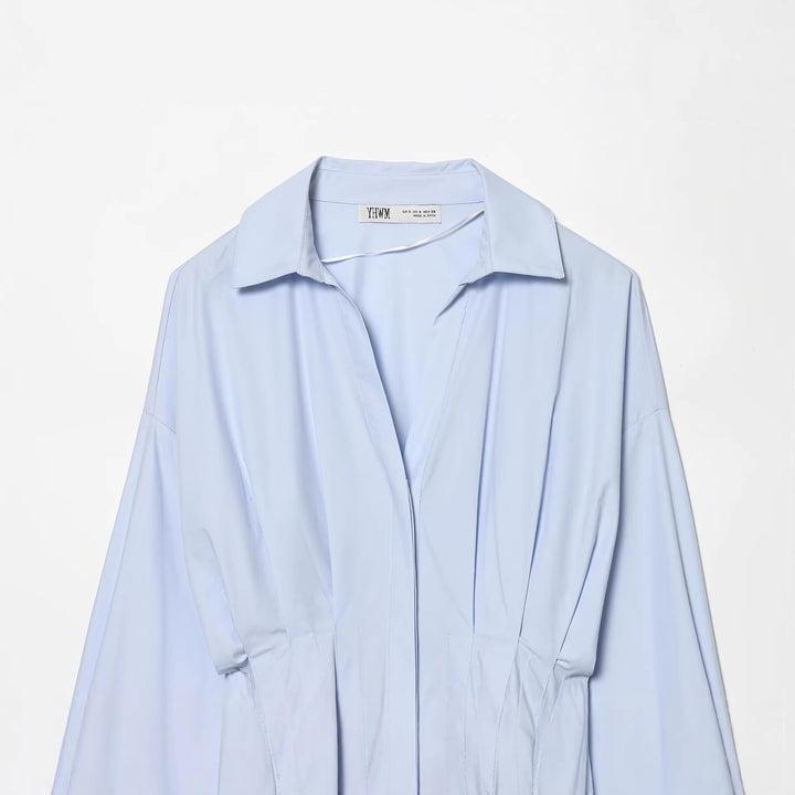Women's oversized shirt blouse with tailored pleat look and concealed buttons Mune Fashion