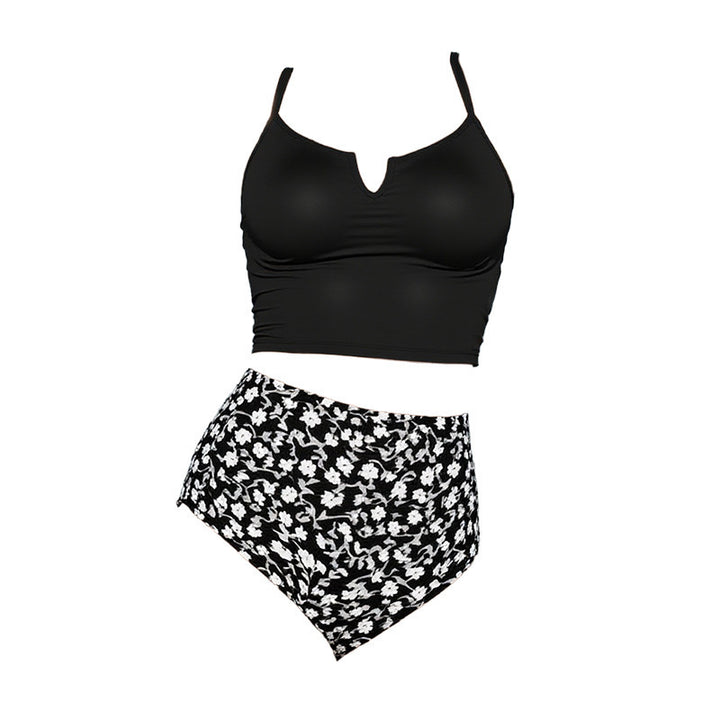 Women’s bikini set with high-cut briefs and fashionable V-neck top