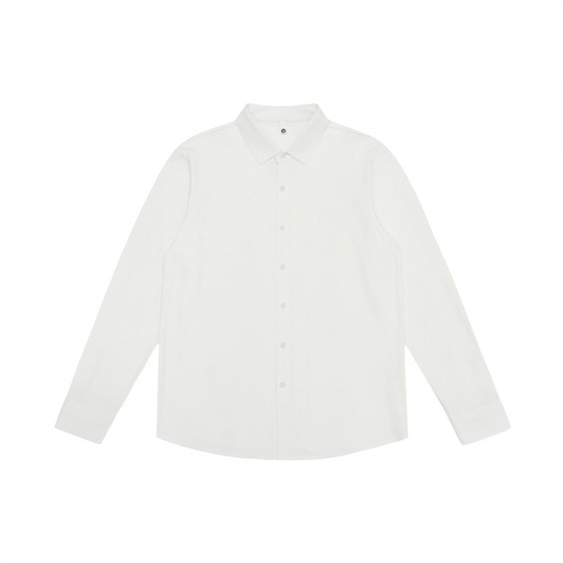 Men's fine cotton shirt with Kent collar, full button placket and rounded hem Mune Fashion
