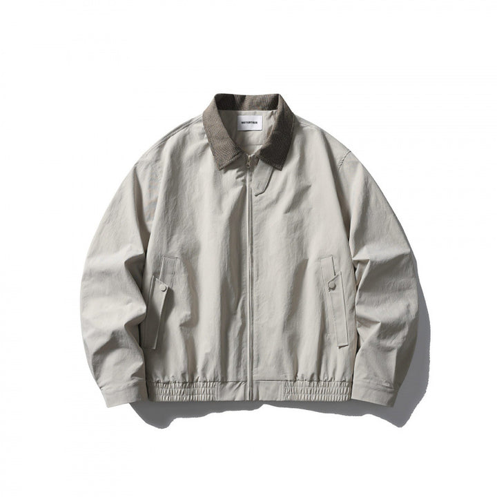 Men's Lightweight Harrington Jacket with Cord Collar and Elastic Hem Mune Fashion