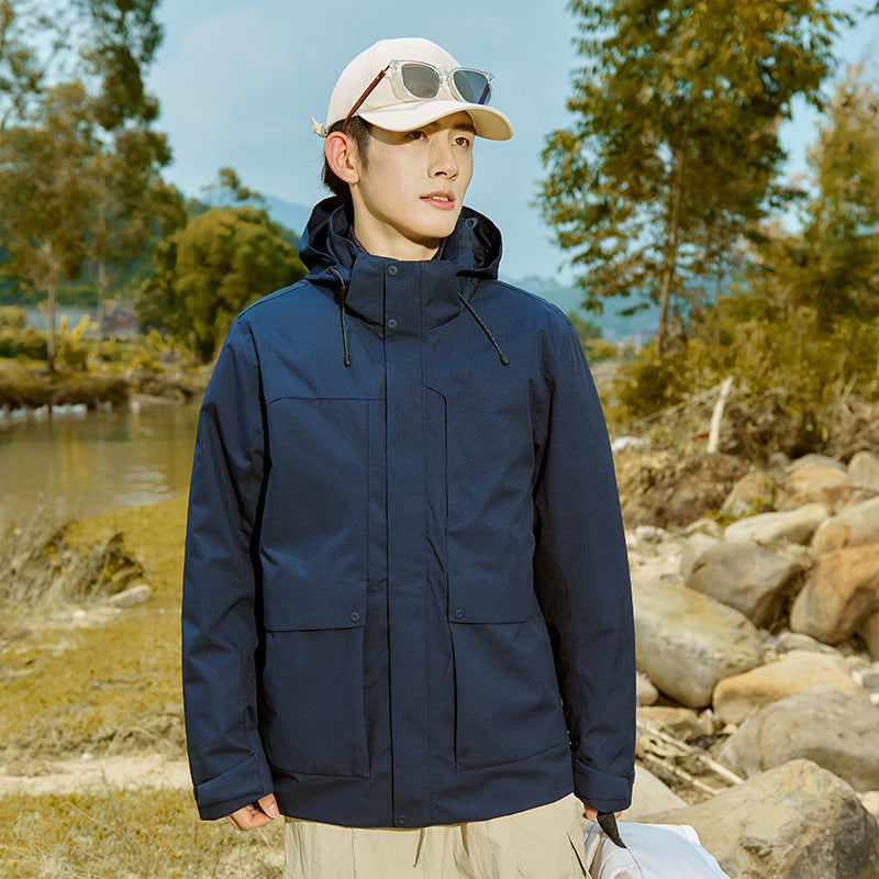 Men's Technical Waterproof Parka Jacket with Adjustable Hood and Multifunctional Pockets Mune Fashion