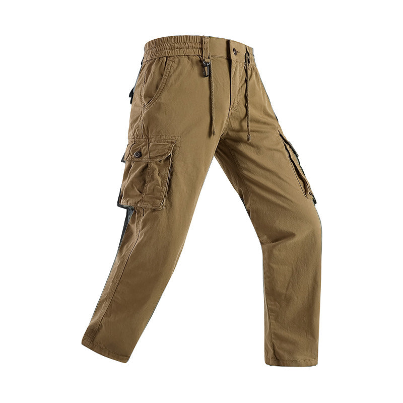 Men's military-inspired cargo pants with elastic tunnel drawstring waistband, flap and zipper pockets Mune Fashion