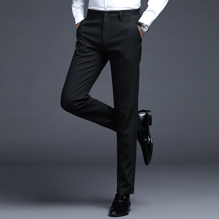 Men's Formal Slim-Fit Suit Trousers with Stretch Waistband and Crease Mune Fashion