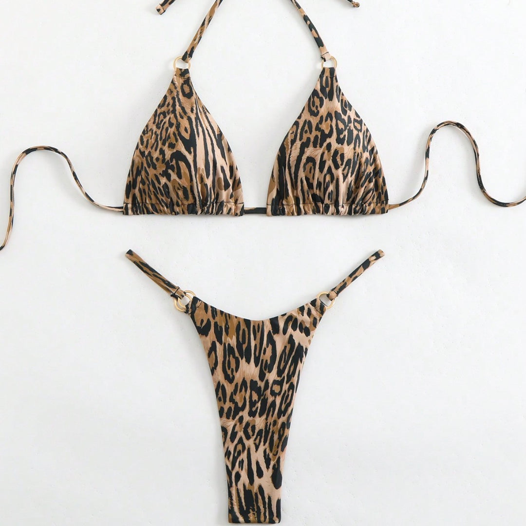 Women's Animal Print Triangle Bikini Mune Fashion