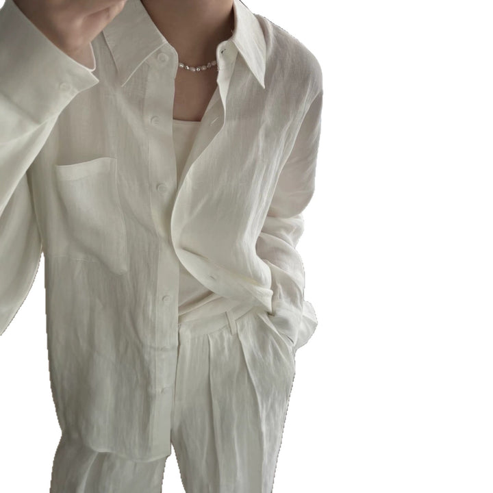 Women's Casual Long Sleeve Linen Blouse Mune Fashion