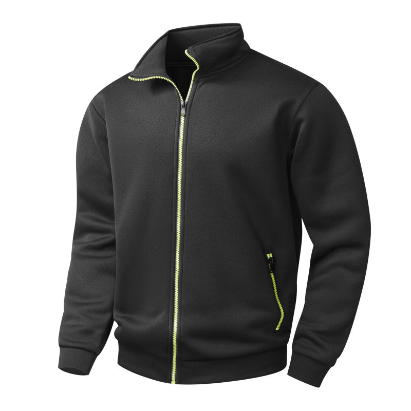Men's fleece cardigan with full zip, stand collar & neon contrast details Mune Fashion