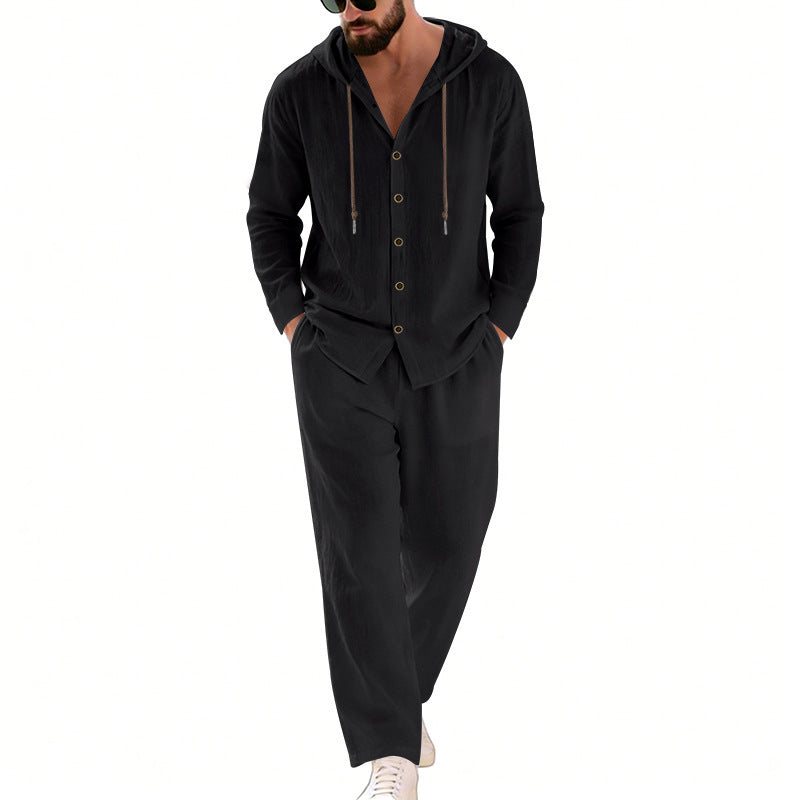 Men's nan legeres hoodie lounge set with button placket, drawstring trousers and side pockets Mune Fashion