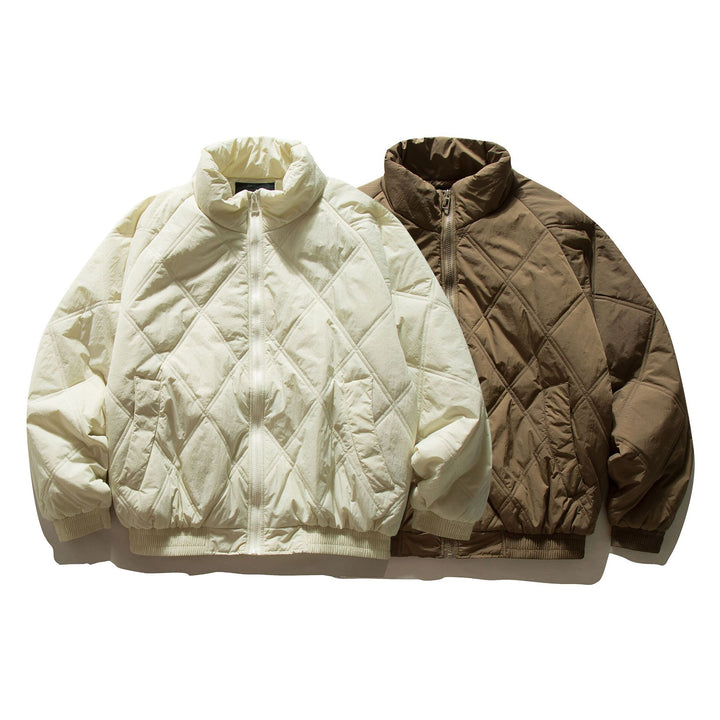 Unisex Boxy Padded Blouson with Diamond Quilting and High Funnel Collar Mune Fashion