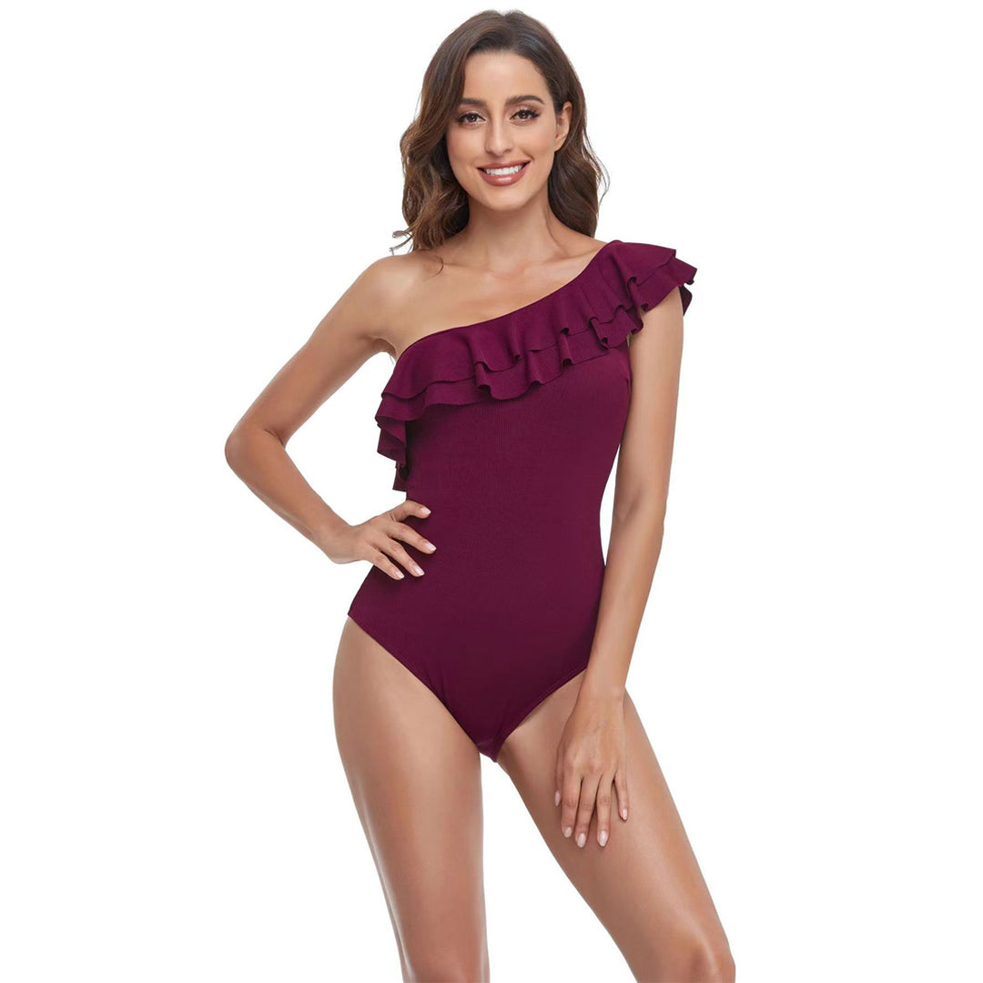 Women's One-Piece Swimsuit with Asymmetric Ruffle Design Mune Fashion