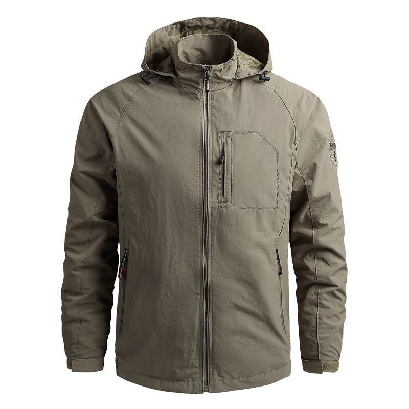 Men's Lightweight Softshell Outdoor Jacket with Hood and Water-Repellent Membrane as well as Chest Pocket Mune Fashion