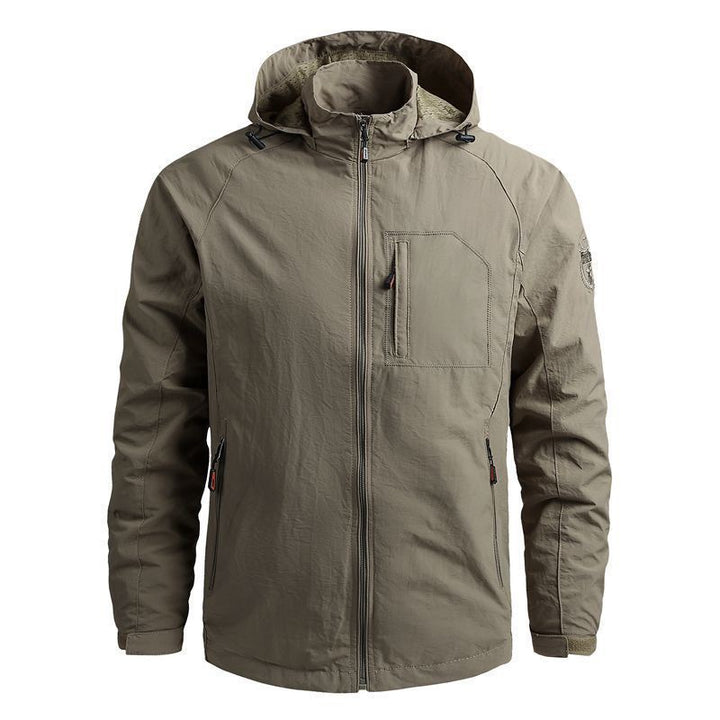 Men's Lightweight Softshell Outdoor Jacket with Hood and Water-Repellent Membrane as well as Chest Pocket Mune Fashion