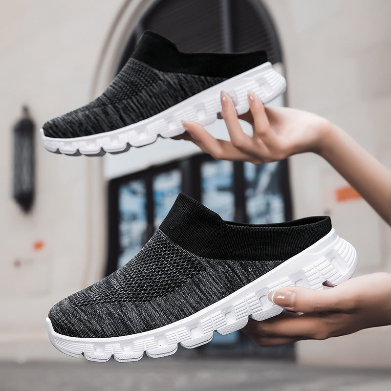 Unisex nan lighter travel slip-on mule with perforated air chamber sole and sock-like knitted shaft Mune Fashion
