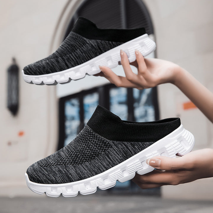 Unisex nan lighter travel slip-on mule with perforated air chamber sole and sock-like knitted shaft Mune Fashion