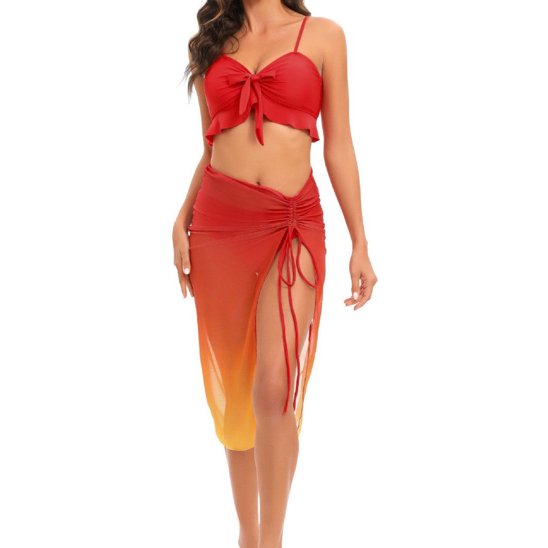 Women's Bikini Set with Ruffle Details and High-Waisted Shorts Mune Fashion
