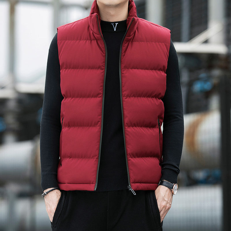 Men's padded quilted thermal vest with stand-up collar, side zip pockets & windproof exterior Mune Fashion