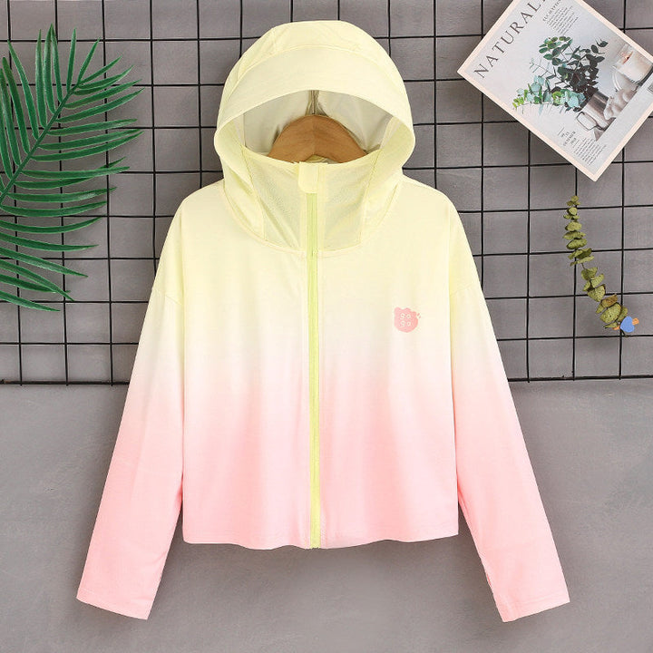Women nan ultralight sun protection hoodie with ombre gradient and short cut Mune Fashion