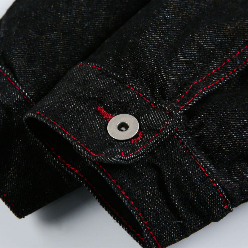 Unisex Boxy Denim Jacket with contrasting decorative stitching and flap pockets Mune Fashion