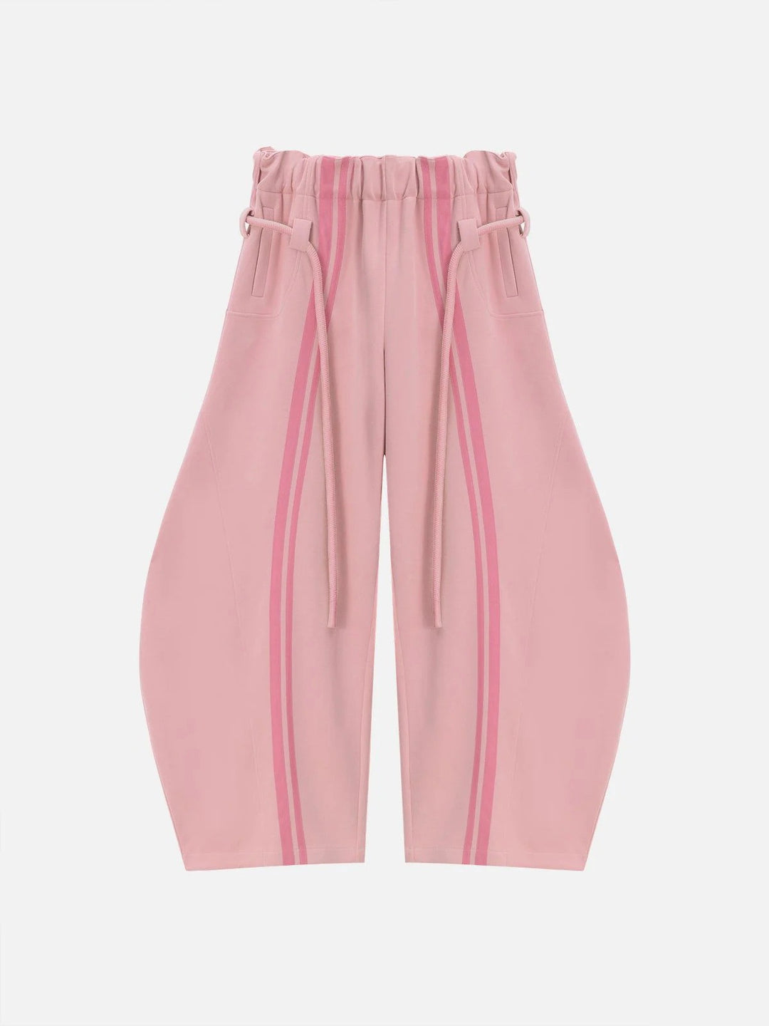 Women loose Balloon Pants with paperbag waistband, long drawstring and side contrasting stripes Mune Fashion