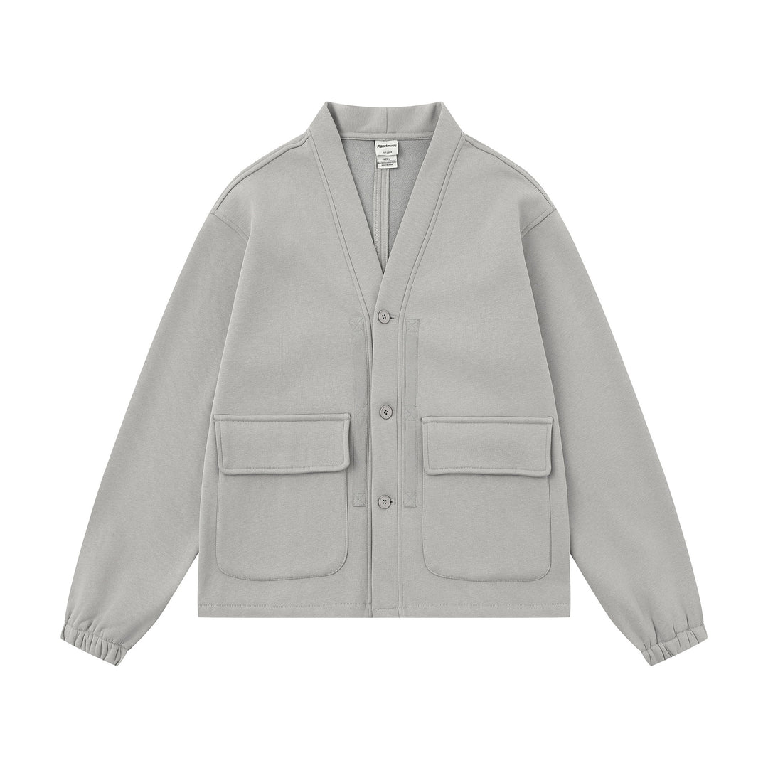 Unisex Oversize Sweat Jacket with Shawl Collar and Patch Pockets Mune Fashion