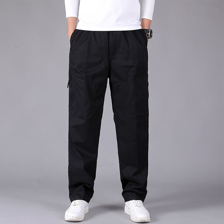 Men's loose-fitting cargo pants with elastic drawstring waistband, knee patches & zip pockets Mune Fashion