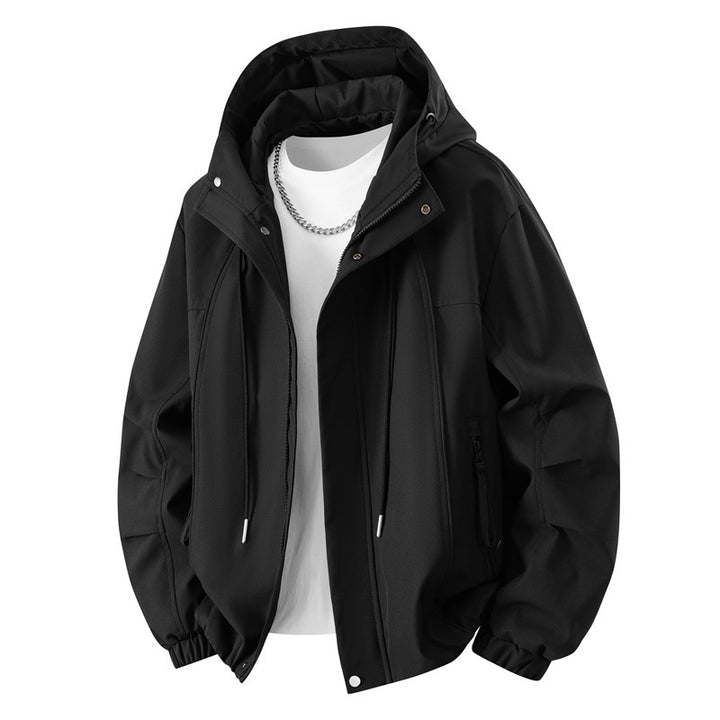 Men's Minimalist Tech Hooded Jacket with Matte Surface, Drawstring & Hidden Zipper Pockets Mune Fashion