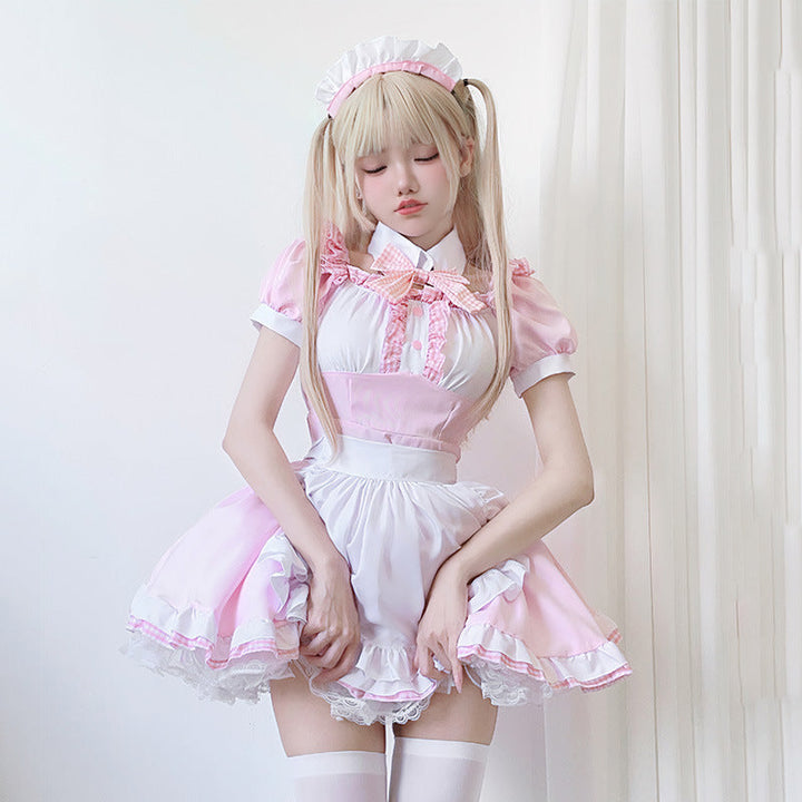 Women’s Maid Dress with Ruffle Details and Bow Mune Fashion