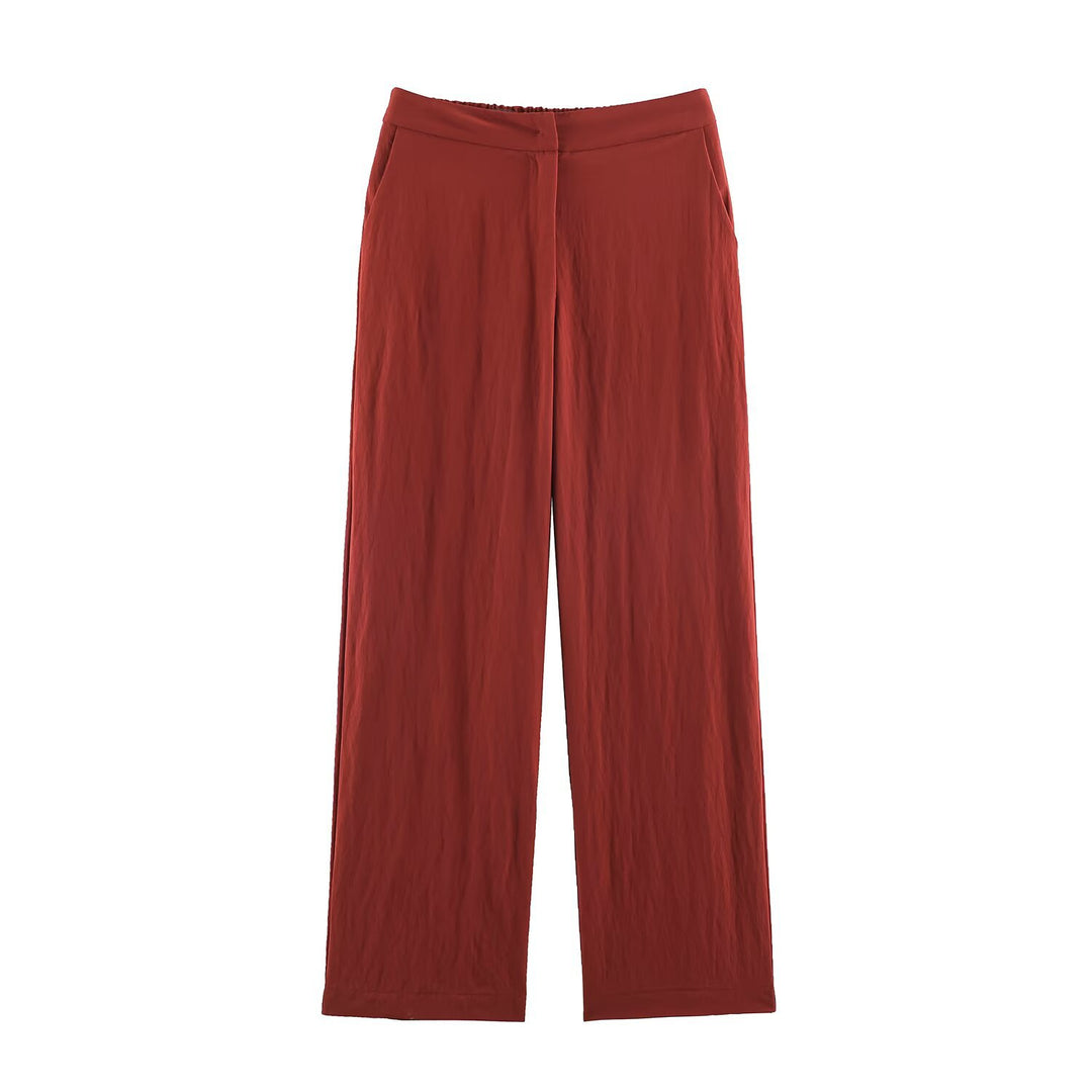 Women's Light High-Waist Palazzo Pants with Wide Legs and Side Pockets Mune Fashion