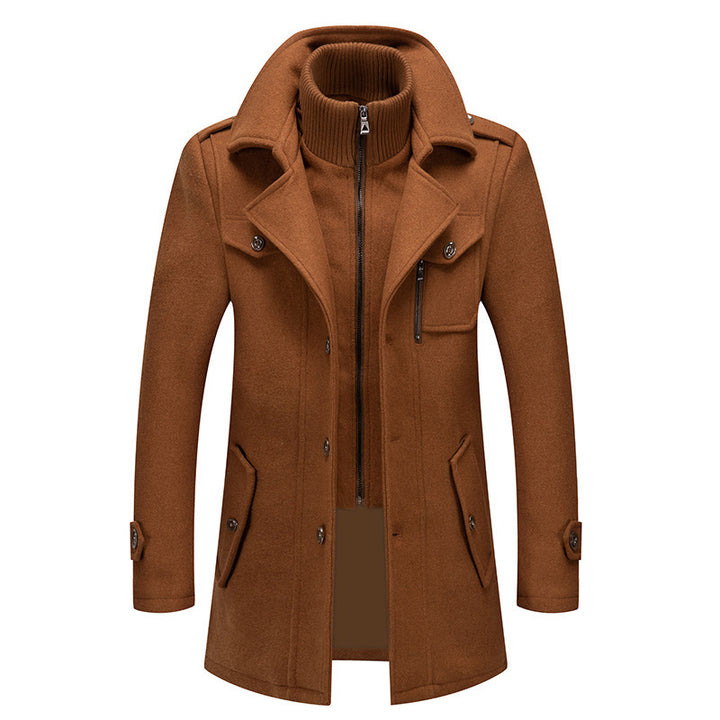 Men's coat with removable knitted inner jacket and lapel collar Mune Fashion